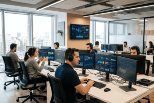 Equipo de soporte informático gestionando un Service Desk para empresas