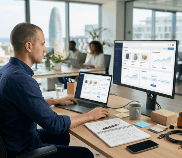Diseñador ecommerce trabajando en una tienda online para una empresa en Barcelona