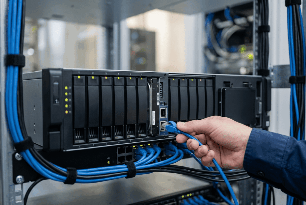 Sistema de copias de seguridad para empresas con servidor de almacenamiento y discos duros