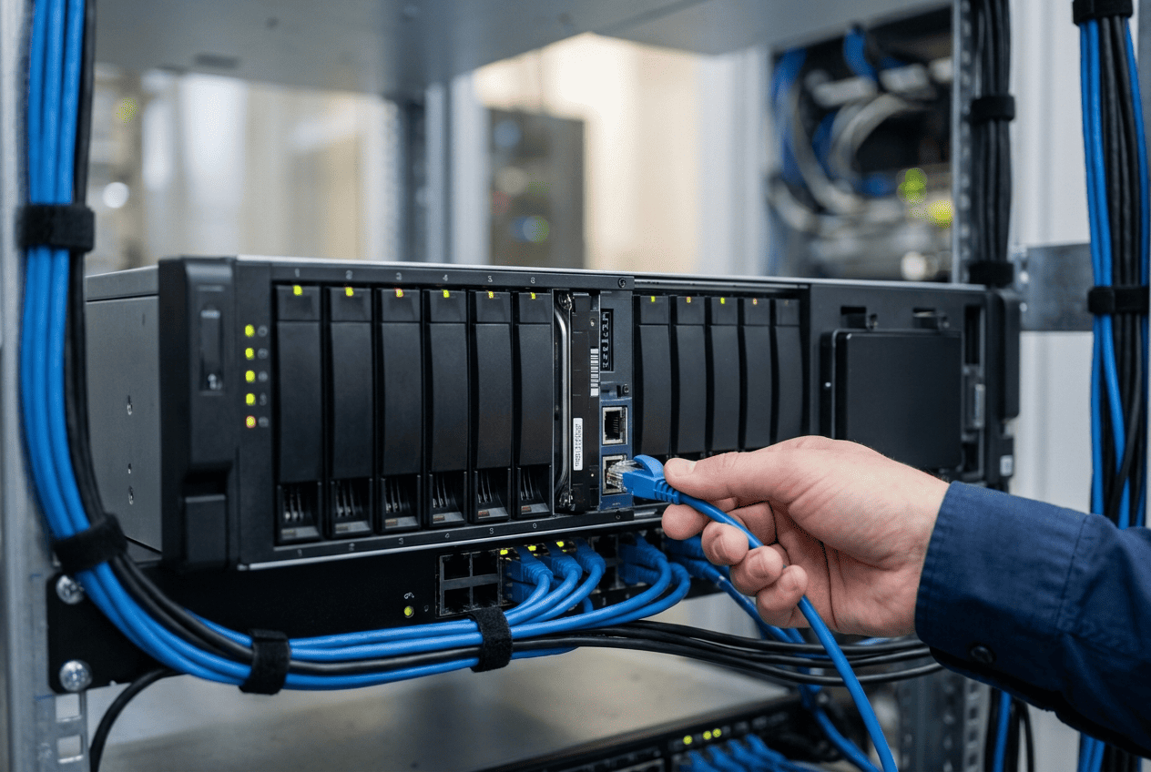 Sistema de copias de seguridad para empresas con servidor de almacenamiento y discos duros